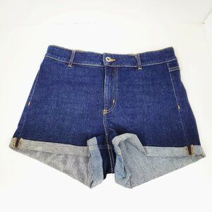 H&M Divided Womens Denim Blue Jean Shorts Cuffed Size 8